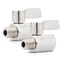 U.S. Solid 2pcs 304 Stainless Steel Mini Ball Valve 1/4 in FNPT x 1/4 in MNPT