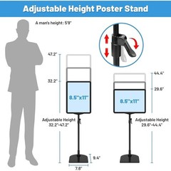 Adjustable Height Sign Stand Double-Sided Display 360° Rotating Easy Change New