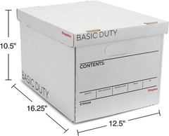Corrugated File Box Lift Off Lid, Letter/Legal Size, White/Black, 10/Pack