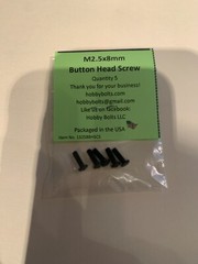 Hobby Bolts M2.5x8mm Button Head Hex Drive Screw Qty: 5 Each RC Micro Fastener