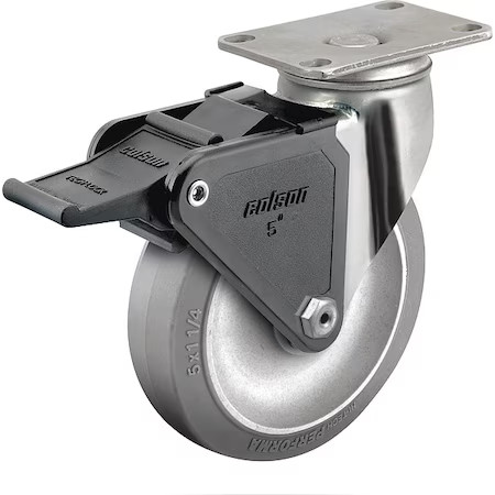 Colson 2.05456.444 Brk2 5″ X 1-1/4″ Non-Marking Rubber Performa (Flat) Swivel