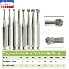 5pcs Dental Round Carbide Bur for Slow Speed Latch Type RA 1# -RA 8#