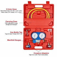 A/C AC Manifold Gauge Set for Car test Kit Manometer Gauge System Refrigeration