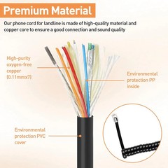 3PCS Landline Phone Cord 10ft Uncoiled 1.2ft Coiled Universal Cable Black Office