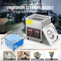 VEVOR 2L Ultrasonic Cleaner with Timer Heating Machine Digital Sonic Cleaner