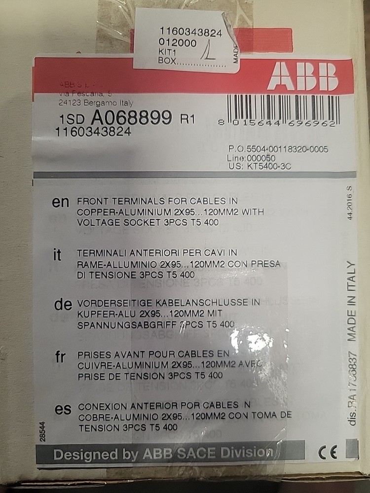 New NIB ABB KT5400-3C Circuit Breaker Terminals T5 400