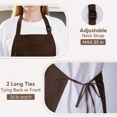 Kitchen Apron, Chef Aprons for Men Women with 5 Pockets, Adjustable Bib Baris…
