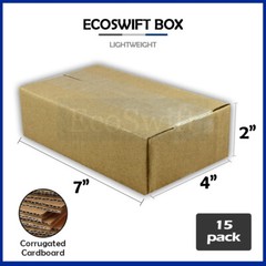 15 7x4x2 EcoSwift Cardboard Packing Moving Shipping Boxes Corrugated Box Cartons