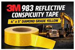 3M 983 Reflective Conspicuity Tape 4″ x 5′ Diamond Grade Yellow DOT-C2 USA