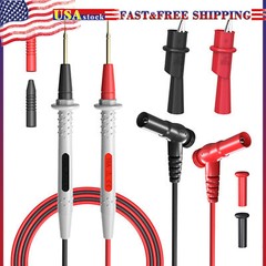 Multimeter Test Lead Kit with Push On Alligator Clip Mini Grabber Test Hook