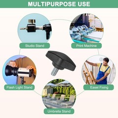 4 Pack M6x12mm Thumb Screws Tee Wing Knobs, Plastic T Handle Clamping Black