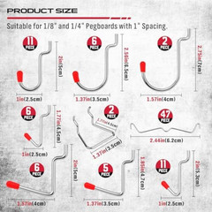Ultimate 121-Piece Pegboard Hooks Set, Pegboard Accessories with Metal Hooks, Du