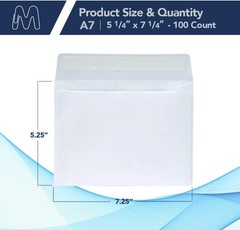 Standard 5.25 x 7.25 Inch A7 Envelopes – 100 Pack with Satisfaction Guarantee