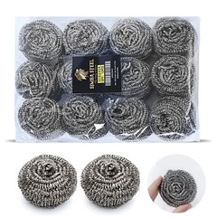 Stainless steel scourer 12 pcs scrubber for pots dishes ovens grills SIMBASTEEL