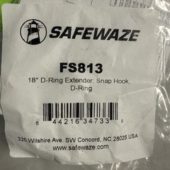 Safewaze FS813 18″ Web Extender With D-Ring And Double Locking Snap Hook