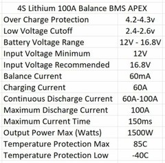 Plug and Play 4S 100A 12v 16.8v Li-ion Lithium BMS Battery Balance