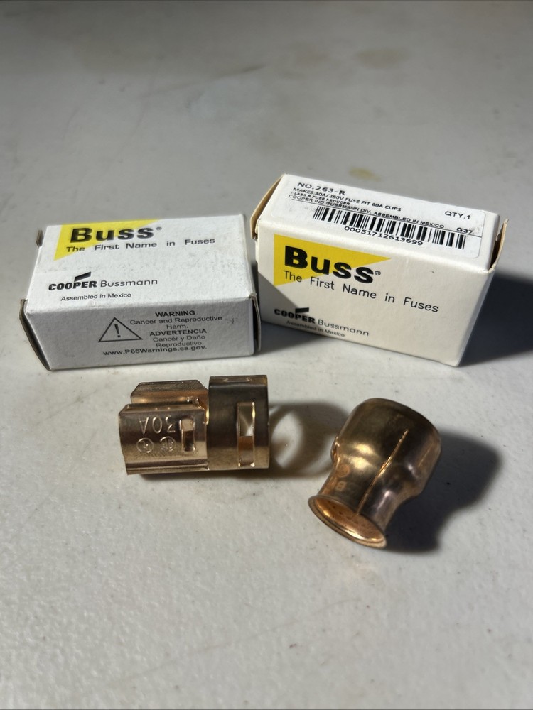 (3) Cooper Bussmann 263-R Class R Fuse Reducer 30A to 60A 250V. 2 In Box, 1 Open