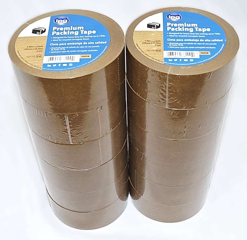 12 Pack Intertape 9341 Kraft Sealing Paper Flatback 1.88” Carton Sealing Tape