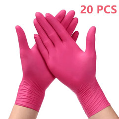 Pink Nitrile Disposable Gloves 20/50PCS Powder & Latex Free Gloves for Kitchen C