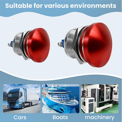 Red Mushroom Head Momentary Push Button Switch IP65 Waterproof 12V 24V 110V 250V