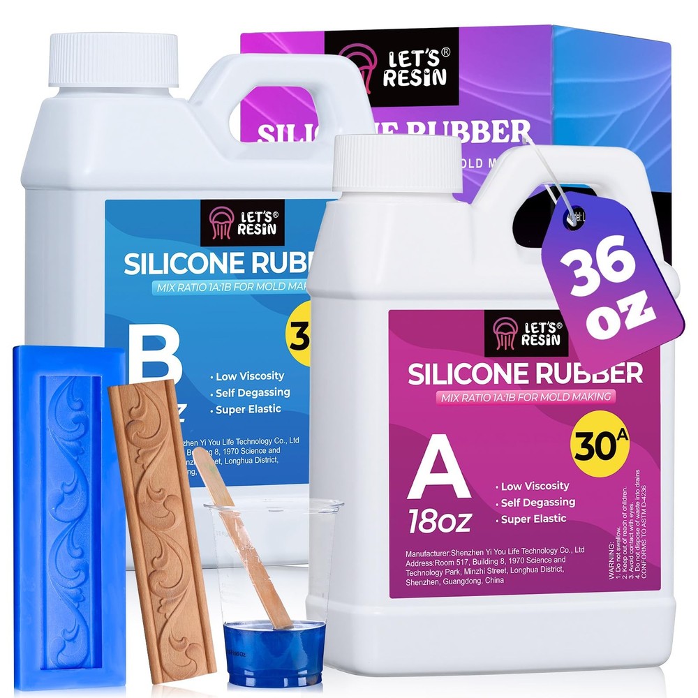 LET’S RESIN Silicone Mold Making Kit, 30A Liquid Silicone Rubber for Mold Mak…