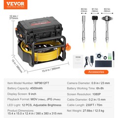 VEVOR 9″ Sewer Camera 70m/230 ft Self-Leveling Drain Camera w/ 512Hz Transmitter