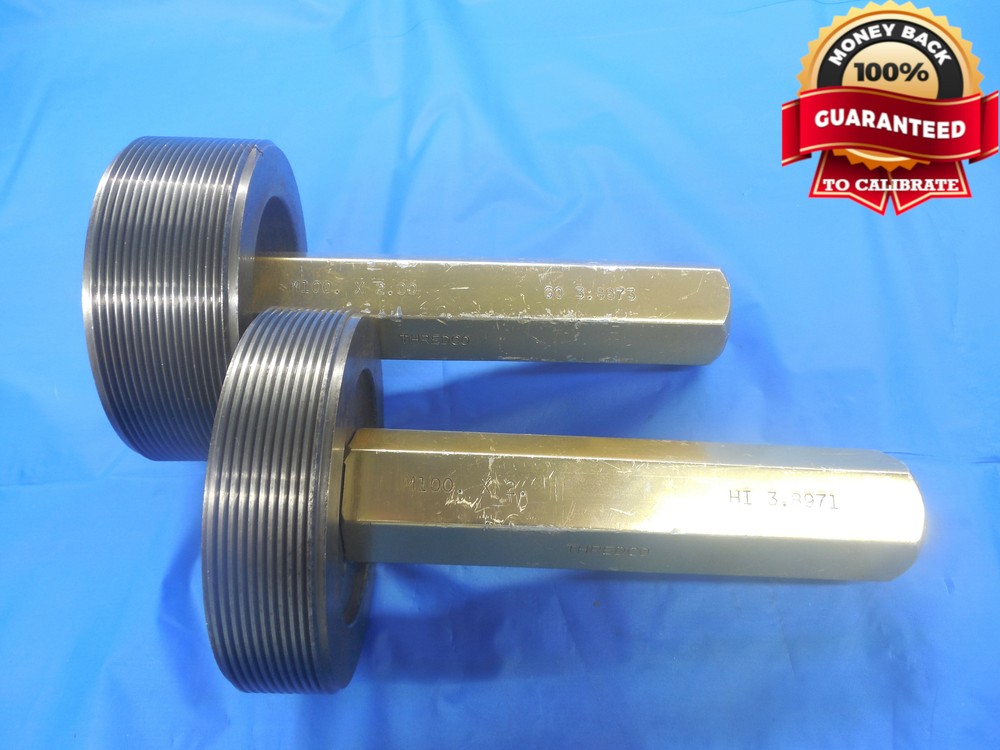 M100 X 2 THREAD PLUG GAGE 100.0 2.0 GO NO GO P.D.’S = 3.8873 & 3.8971 INSPECTION
