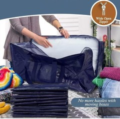 1-Pack Extra Heavy Duty Storage Bags – Large Moving Bags with Strong Zipper & Co