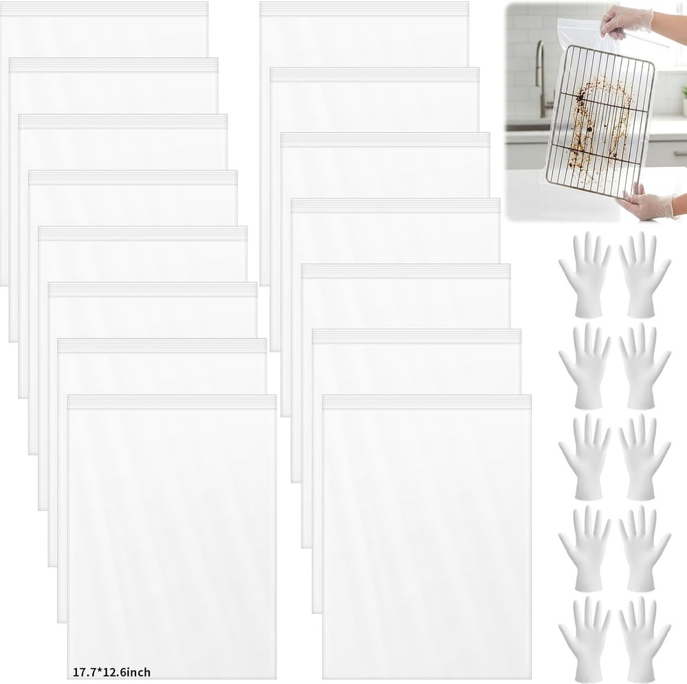 15 Pack Clear Zip Lock Bags 13.4 x 9.5 Inch
