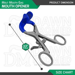 Molt Mouth Gag 3.5″ Blue PVC Mouth Opener Dental Oral & Maxillofacial Instrument