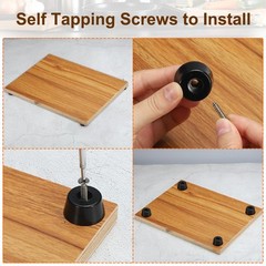 20Pack Cutting Board Feet Non Slip Rubber Feet Bumpers Screws 0.53″x0.35″ Black
