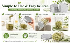 6 Pack Sprouting Jar Lids – 304 Stainless Steel Screen Filter Strainer Lid for
