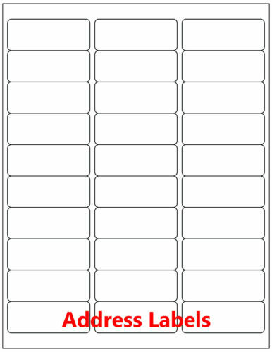 Premium Shipping Address Mailing Labels-Made in USA-1″ x 2 5/8″-30/sheet-30 UP