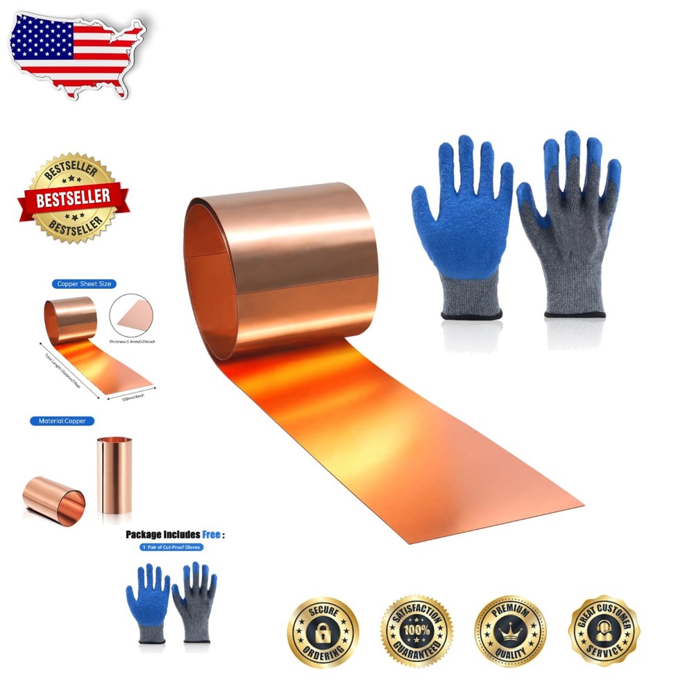 Durable Copper Sheet Metal 3500x100mm 0.4mm Thick Roofing DIY Crafts