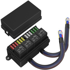 12 Volt Fuse Relay Box Pre-Wired Fuse and Relay Box with 4 Relays and 12 Way ATC