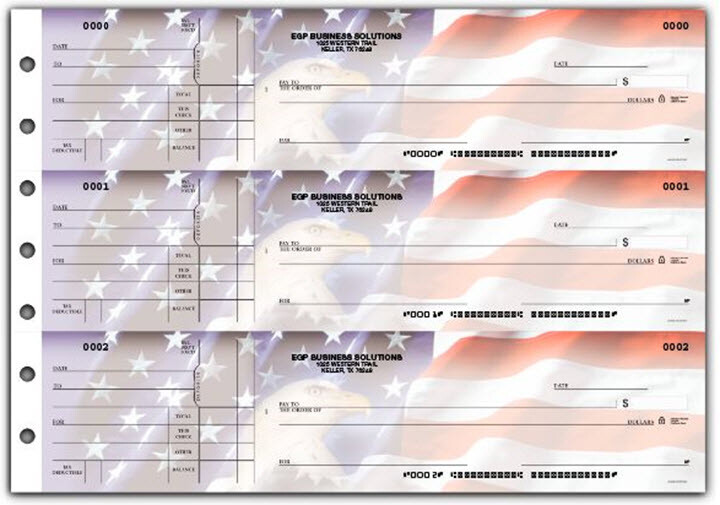 Manual Business Checks with Side Stub Logo Included 13 Styles/Colors- 250 Checks