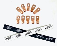 (10) 4 Gauge Copper Ring Terminals 1/4″ WHITE/BLACK Heat Shrink Tubing LUGS