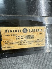 GE General Electric TFJ236200 3 Pole 200 Amp 600V 200a w/Lugs TFJ 900-2000 Trip