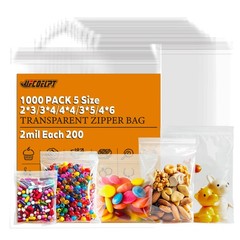 1000pcs Assorted Small Zip Bags (2×3, 3×4, 4×4, 4×6, 3×5 inch) – Craft, Jewelry