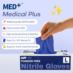 Supmedic Nitrile Exam Gloves, 4 Mil Med+ Medium, Medium (Blue Violet)