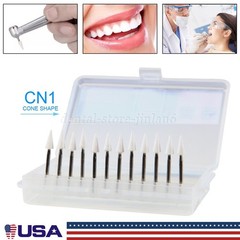 Dental White Stone Flame Mounted Polishing Burs- FG 12/pks Abrasion Point Bur