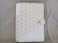 NIB Kikki K White Gold Bronze Spots Leather Personal Planner Notebook Calendar