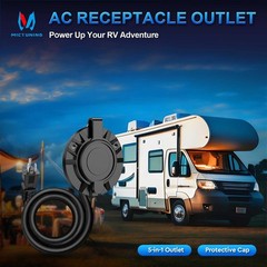 5-in-1 Outdoor Power Outlet, 20A 125V RV Power Outlet Shore Charger Socket 12AWG