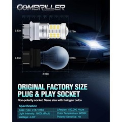 3157 LED Bulb White 6000K, 3056 3156 3057 4157 T25 LED Bulb with Projector Repla