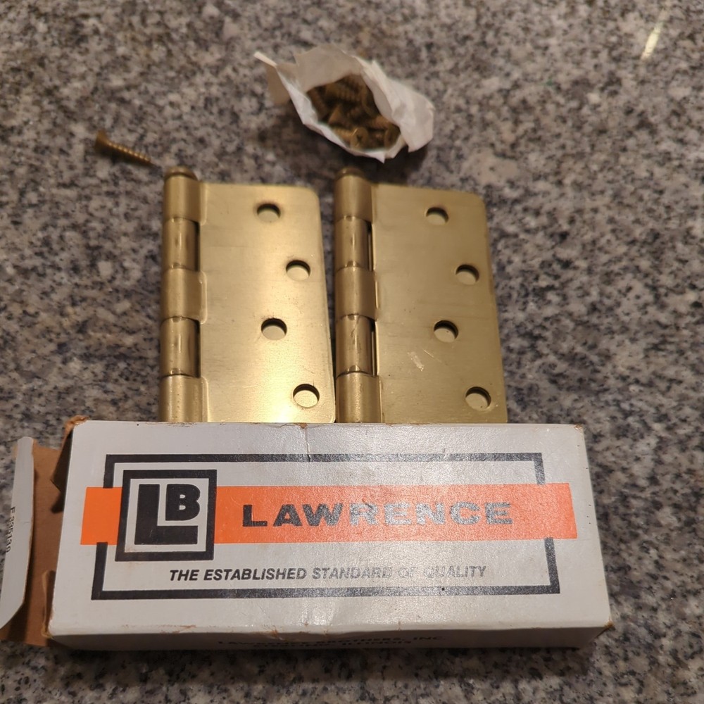 Door Hinges LB Lawrence 2514-DB Satin Brass Round Corner 4 X 4 BRAND NEW