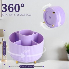 Camelmother 360°Rotating Pen&Pencil Holder For Desk With 5Slots Cute purple