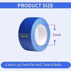 6 Rolls Blue Painters Masking Tape, 2 Inch x 60 Yards 5.5 Mil