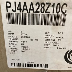 Century 5 HP Electric Motor PJ4AA28Z10C 3 PH 230/460V 1800 RPM 184T Frame