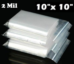10″x 10″ CLEAR 2 MIL TOP LOCK ZIP SEAL BAGS PLASTIC RECLOSABLE SMALL BAGGIES