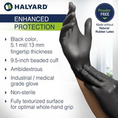HALYARD PUREZERO Black Nitrile Exam Gloves – 5.1 Mil Box of 100, Medium – Hea…